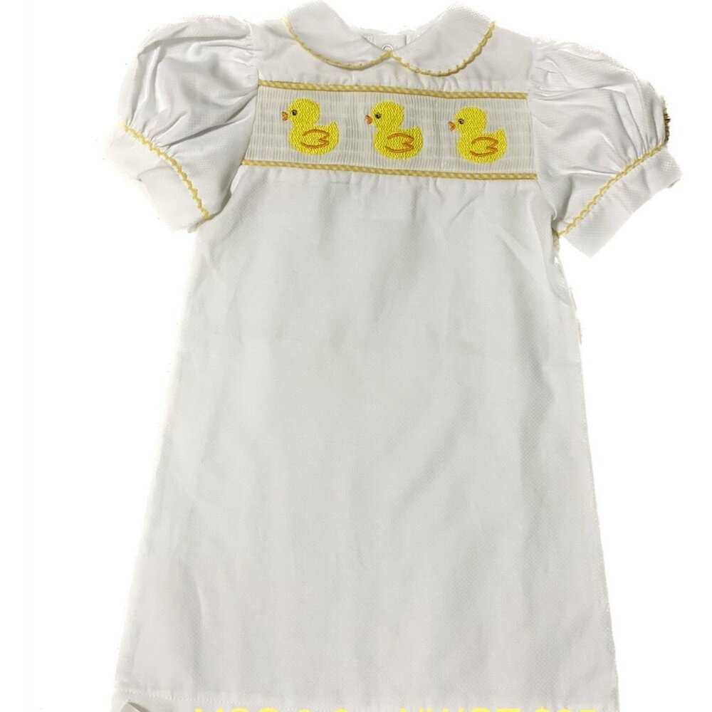 MSC Smocked Yellow Rubber Ducky day gown layette day gown 0-6m NEW duck Easter